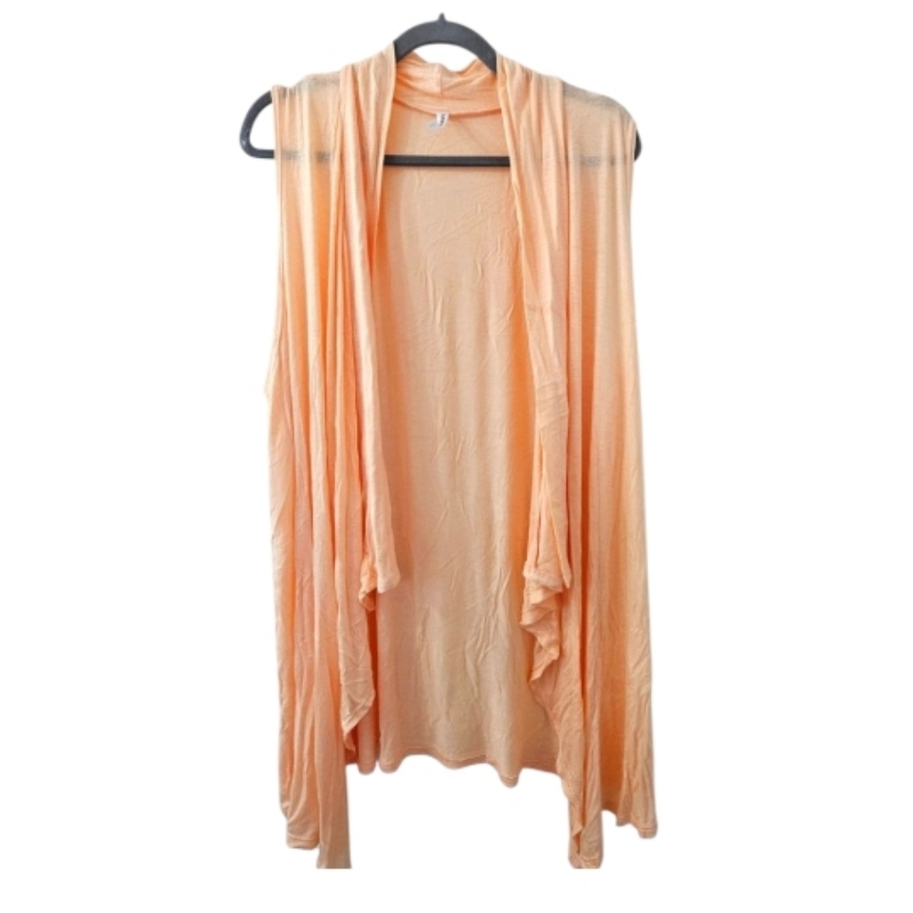 Womens Sleeveless Peach Open Front Cardigan Size 3XL